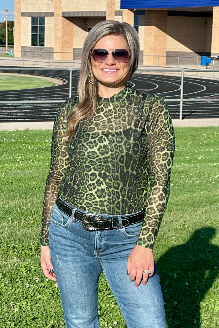 Sideline Spirit Green Mesh Top