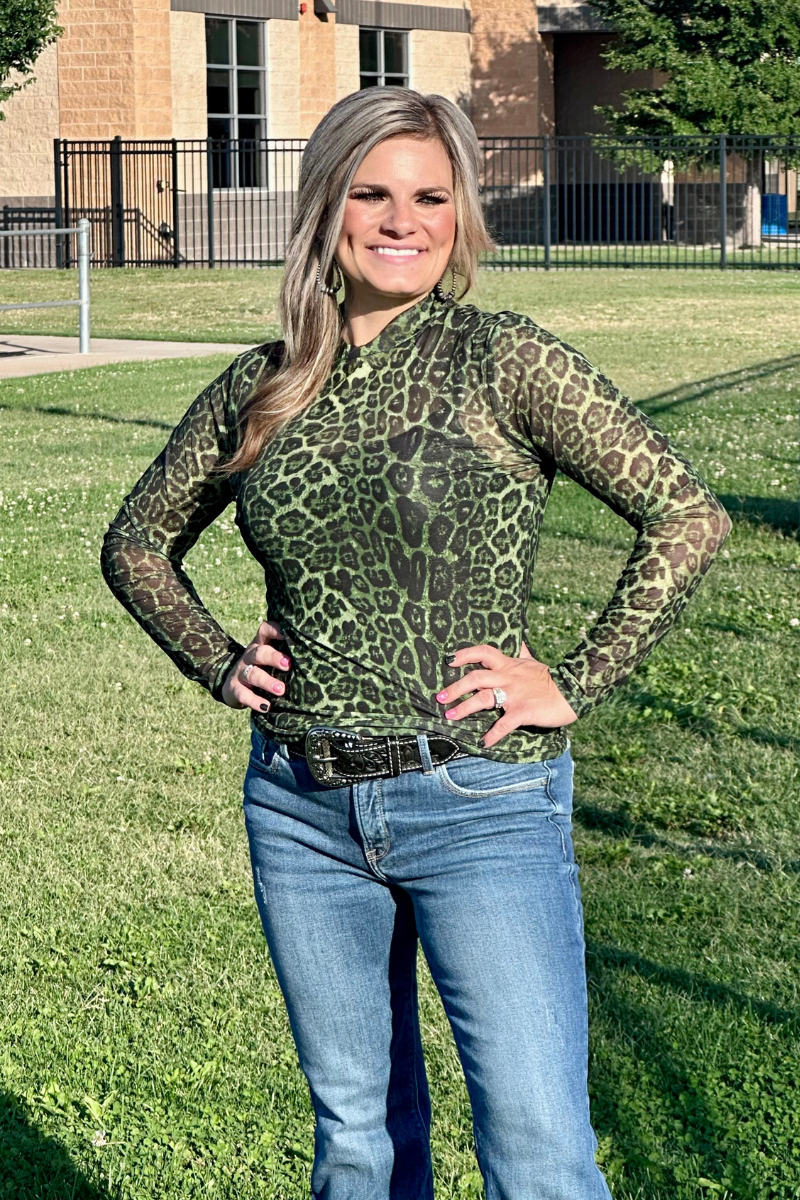 Sideline Spirit Green Mesh Top