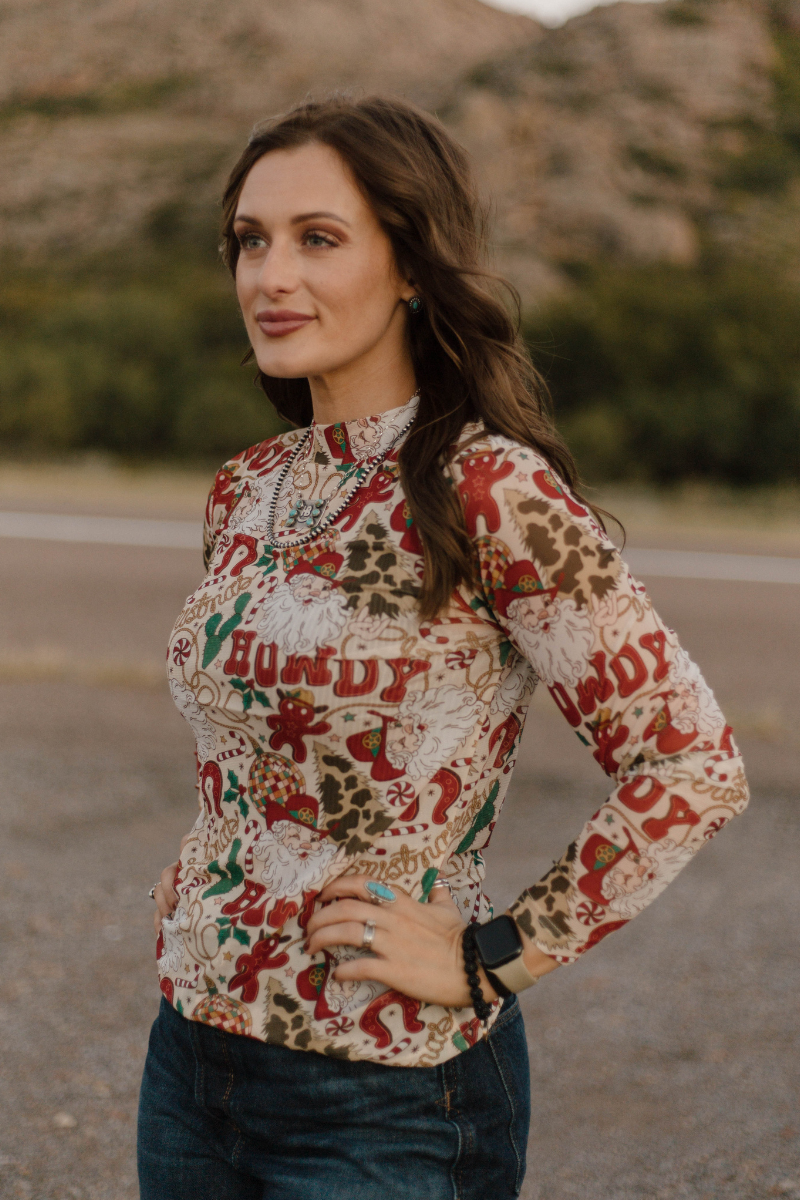 Howdy Santa Mesh Top