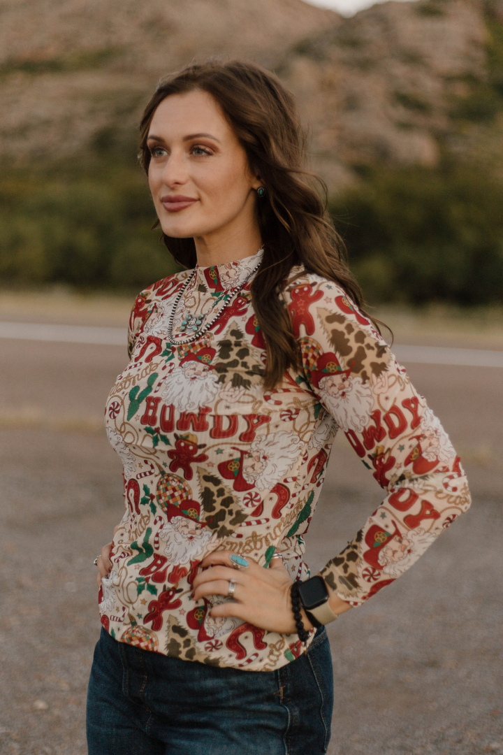 Howdy Santa Mesh Top