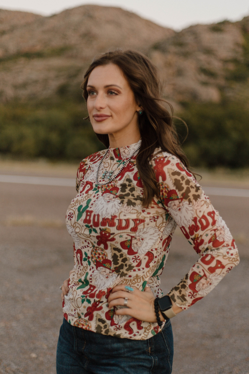 Howdy Santa Mesh Top
