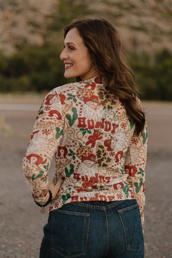 Howdy Santa Mesh Top