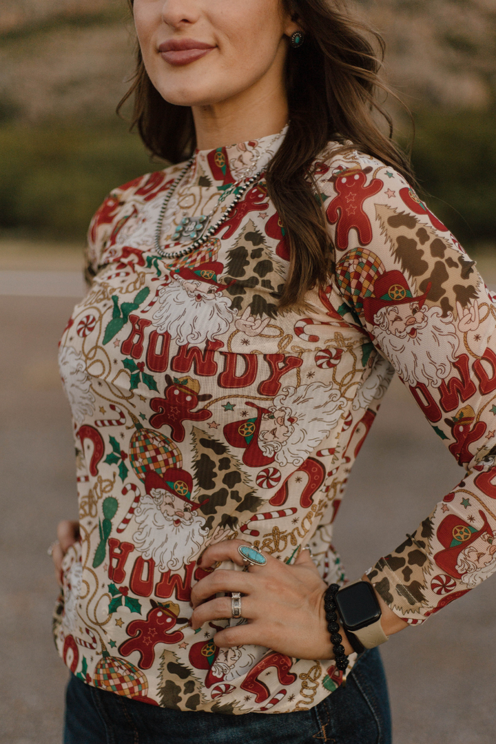 Howdy Santa Mesh Top