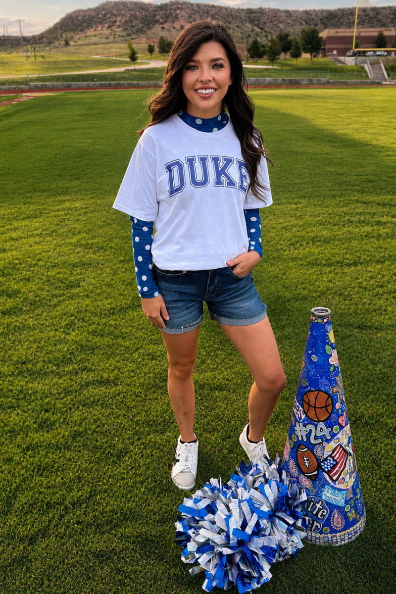 Kickoff Season Blue Mesh Top
