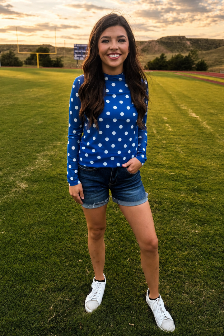 Kickoff Season Blue Mesh Top