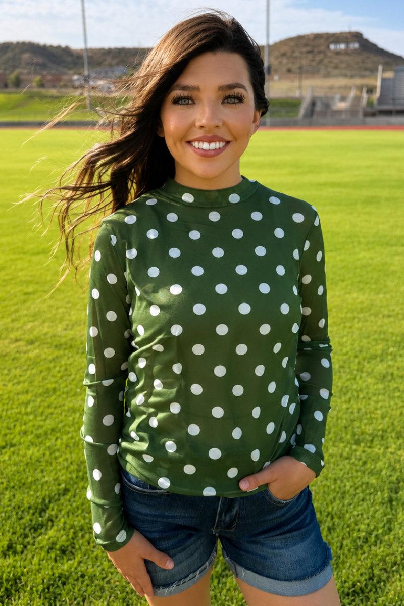 Kickoff Season Green Mesh Top