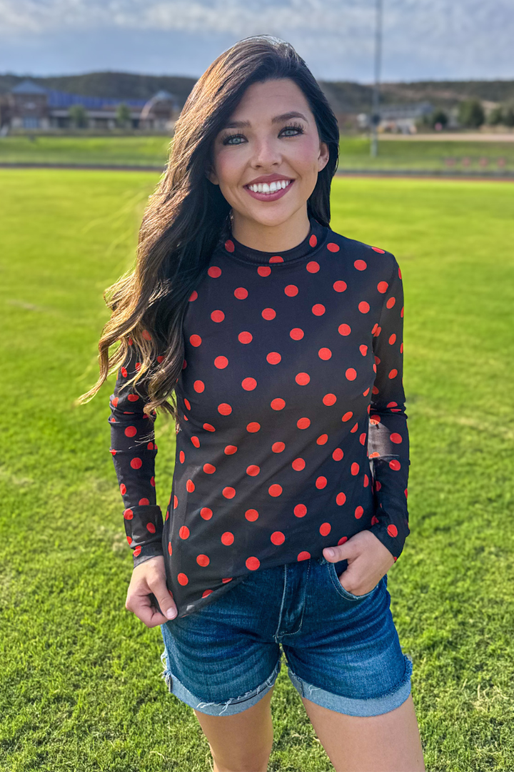 Kickoff Season Black and Orange Mesh Top