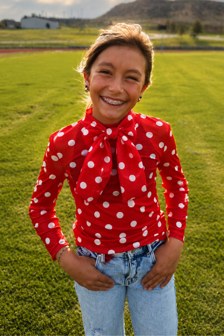 Mini Kickoff Season Red Mesh Top