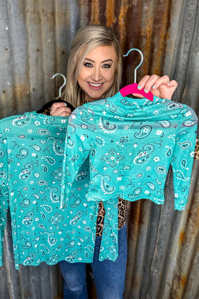 Bandana Babe Mesh Top Turquoise Kids