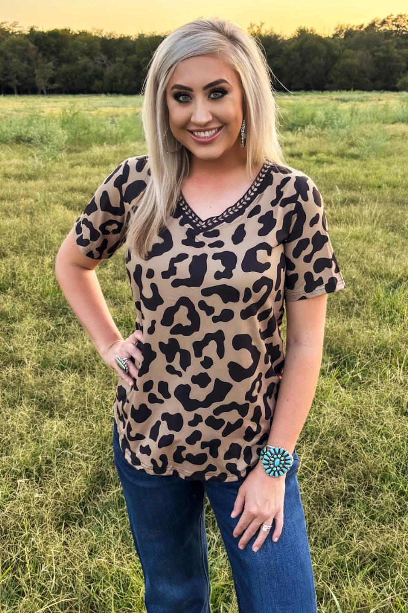 Buckstitch Leopard Top
