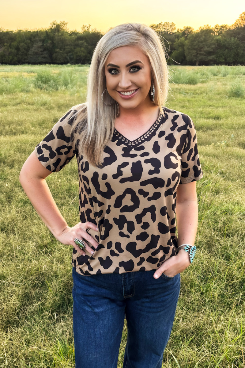 Buckstitch Leopard Top