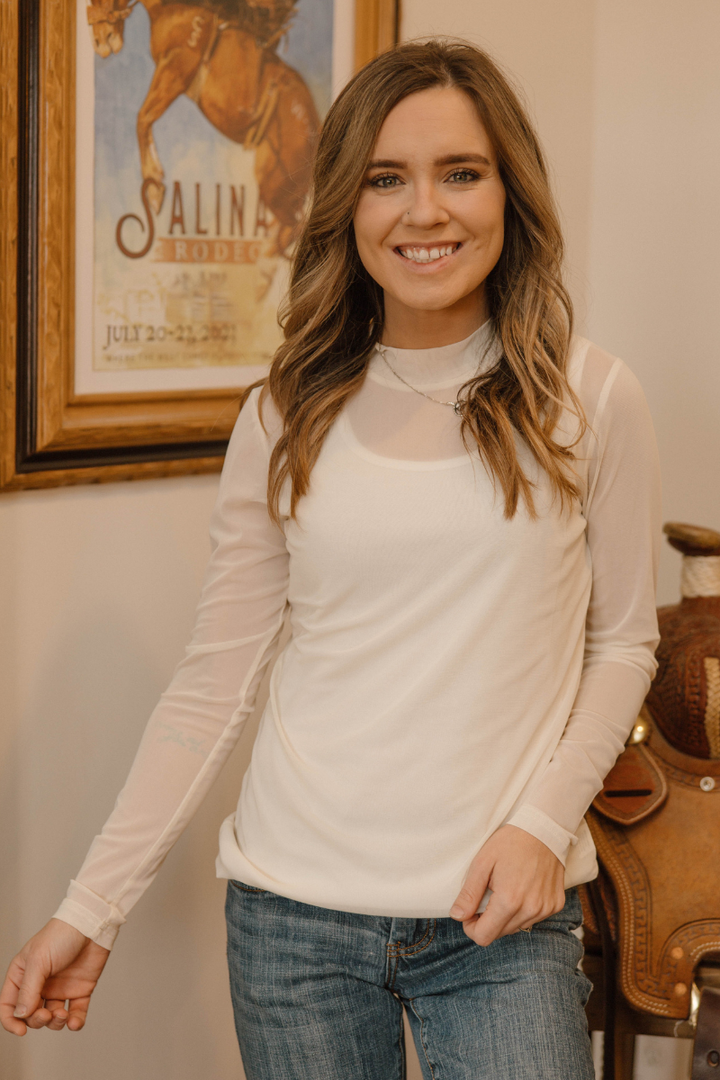 Meshed Out Ivory Top