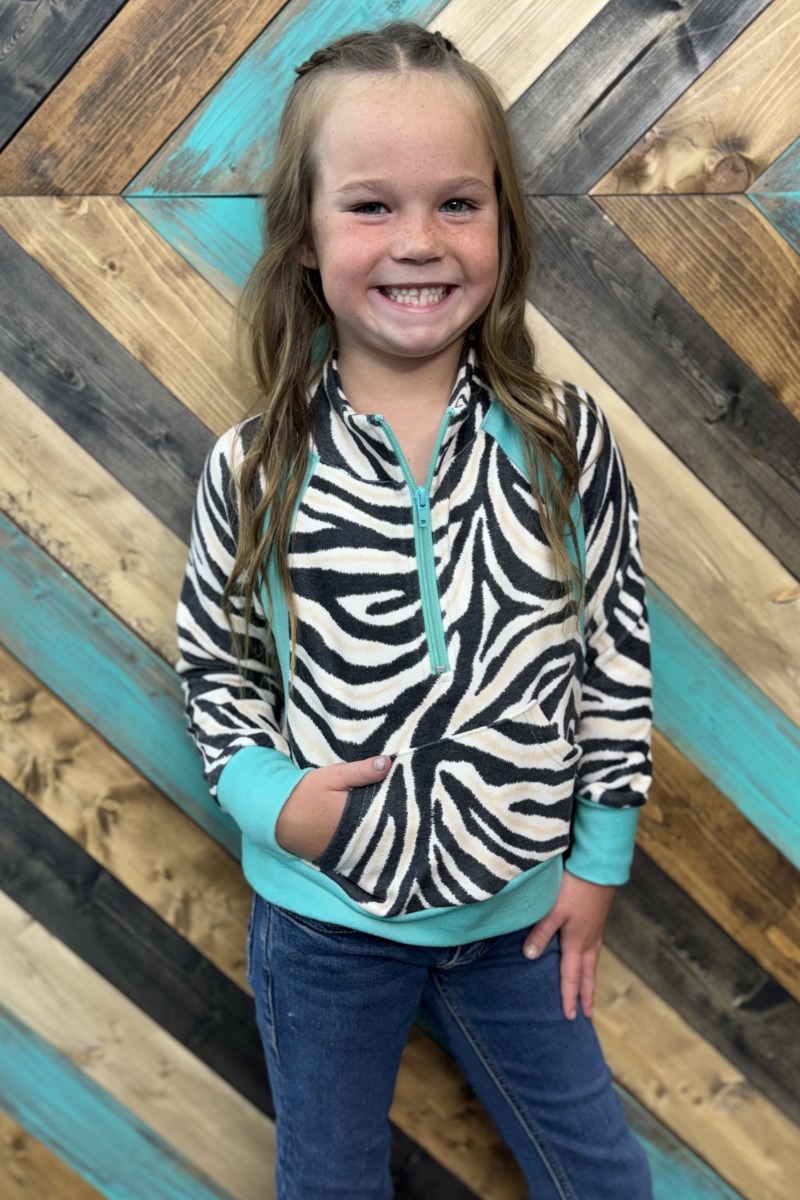 Mini Desert Stripe Turquoise Pullover