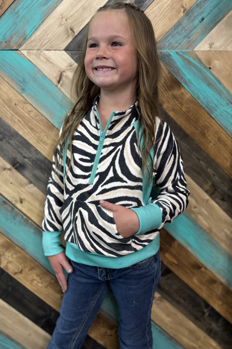Mini Desert Stripe Turquoise Pullover
