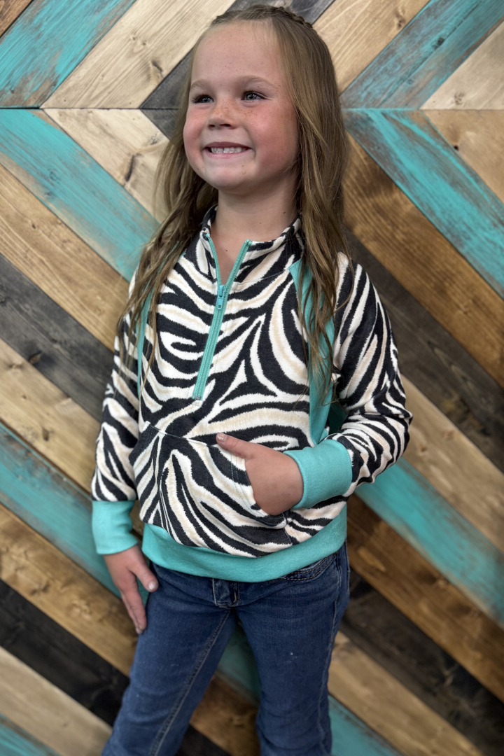 Mini Desert Stripe Turquoise Pullover