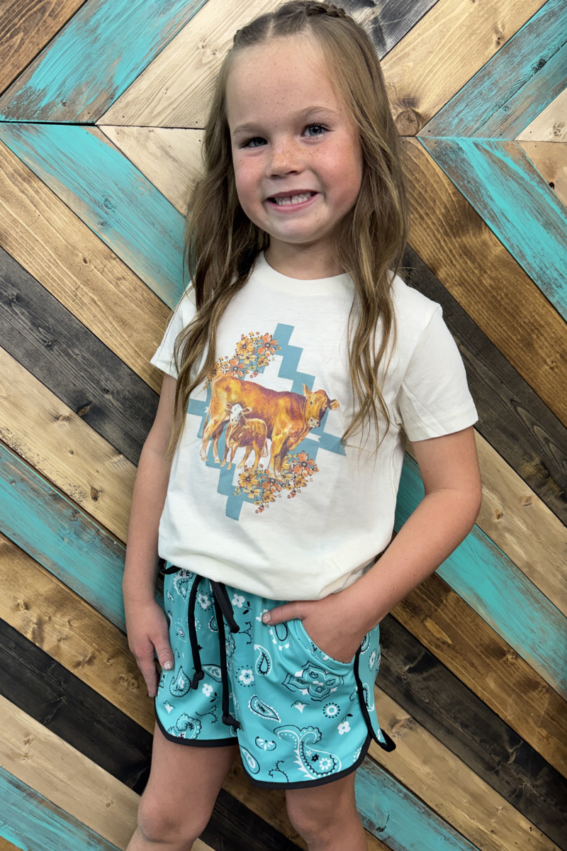 Bandana Babe Turquoise Shorts KIDS