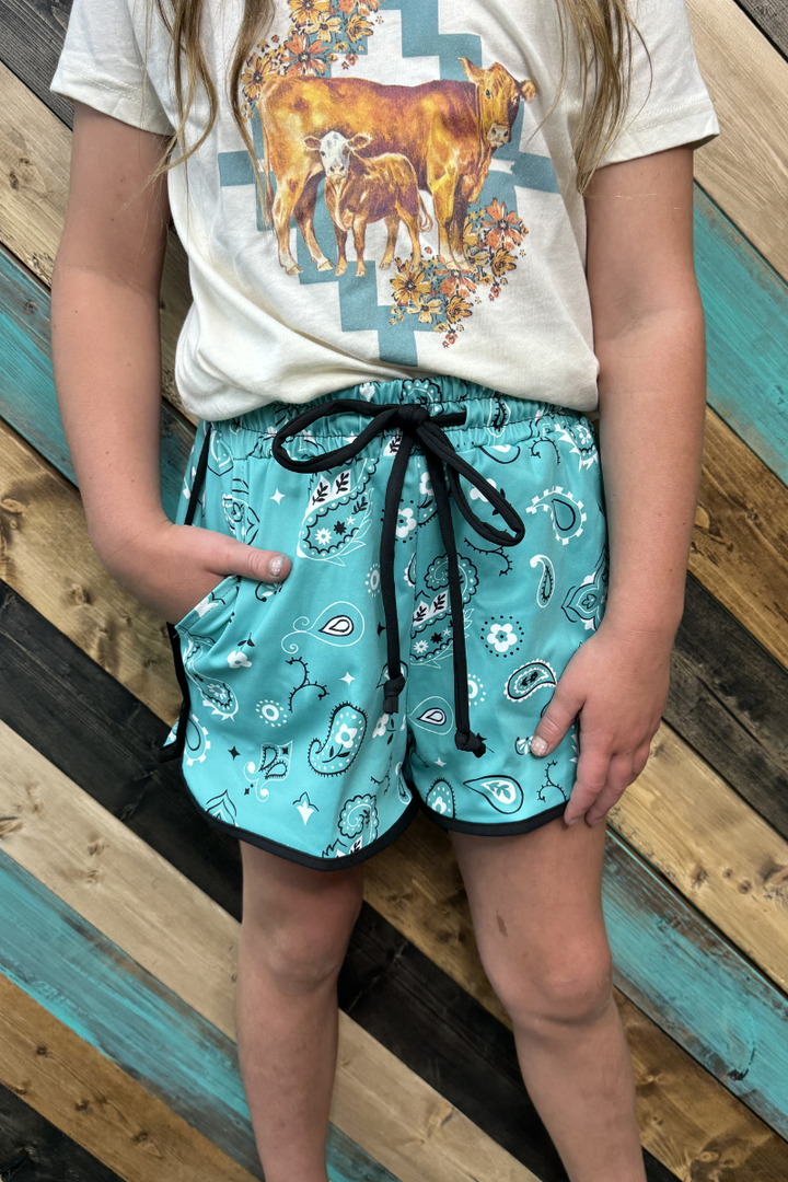 Bandana Babe Turquoise Shorts KIDS