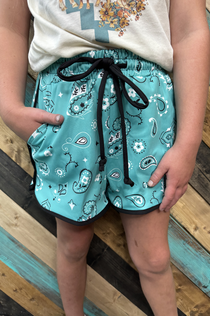 Bandana Babe Turquoise Shorts KIDS