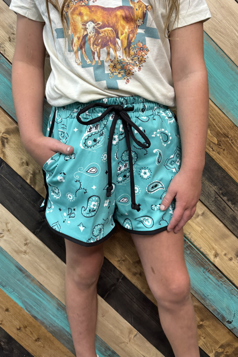 Bandana Babe Turquoise Shorts KIDS
