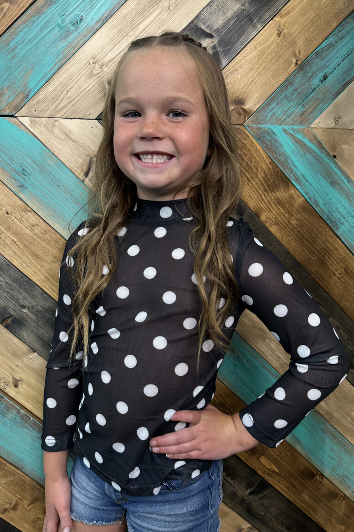 Mini Kickoff Season Black and White Mesh Top