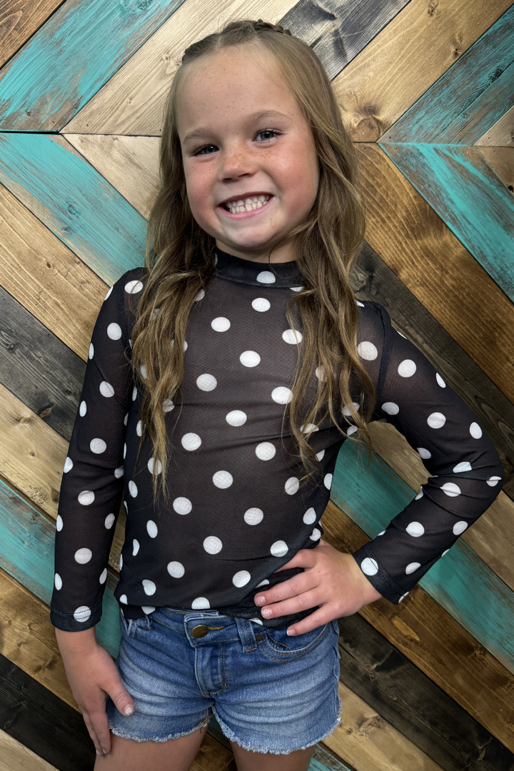 Mini Kickoff Season Black and White Mesh Top
