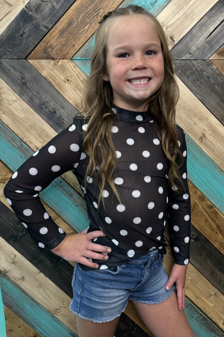 Mini Kickoff Season Black and White Mesh Top