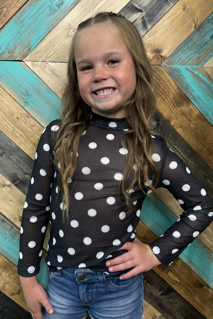 Mini Kickoff Season Black and White Mesh Top