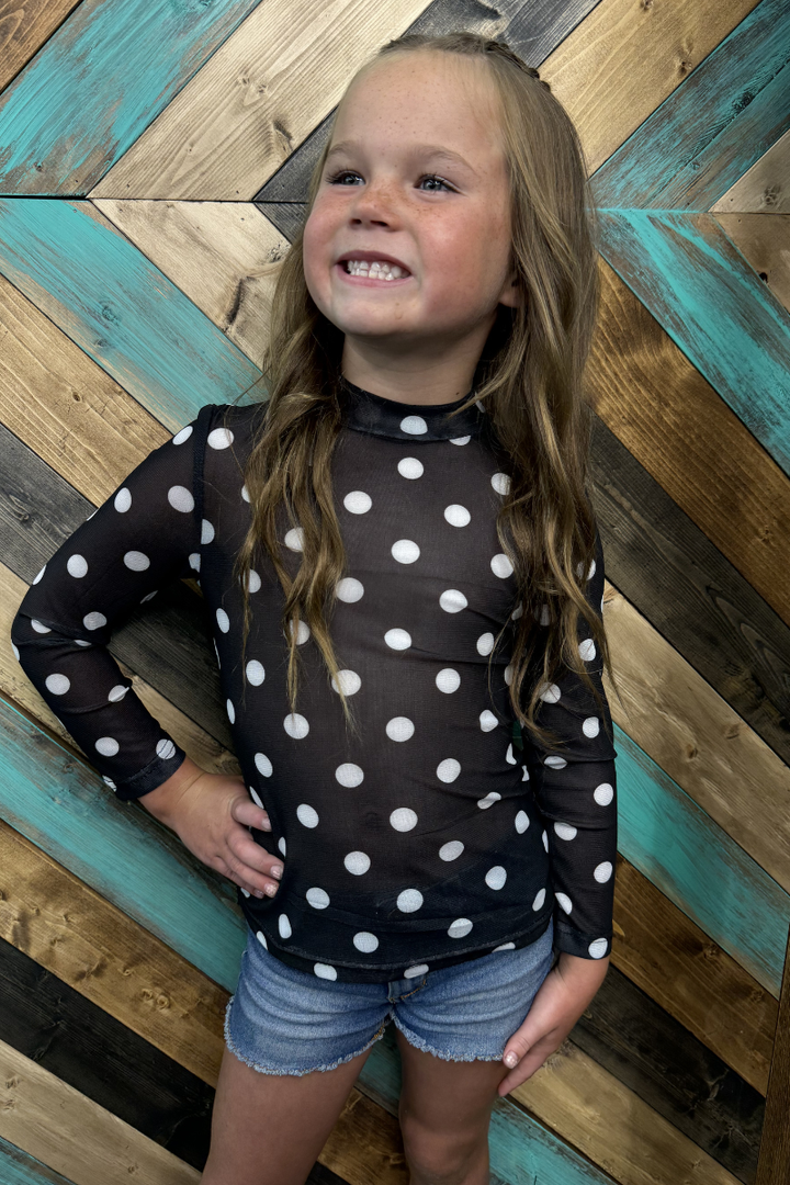 Mini Kickoff Season Black and White Mesh Top