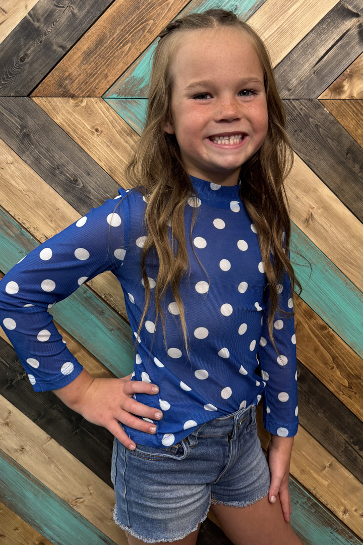 Mini Kickoff Season Blue Mesh Top