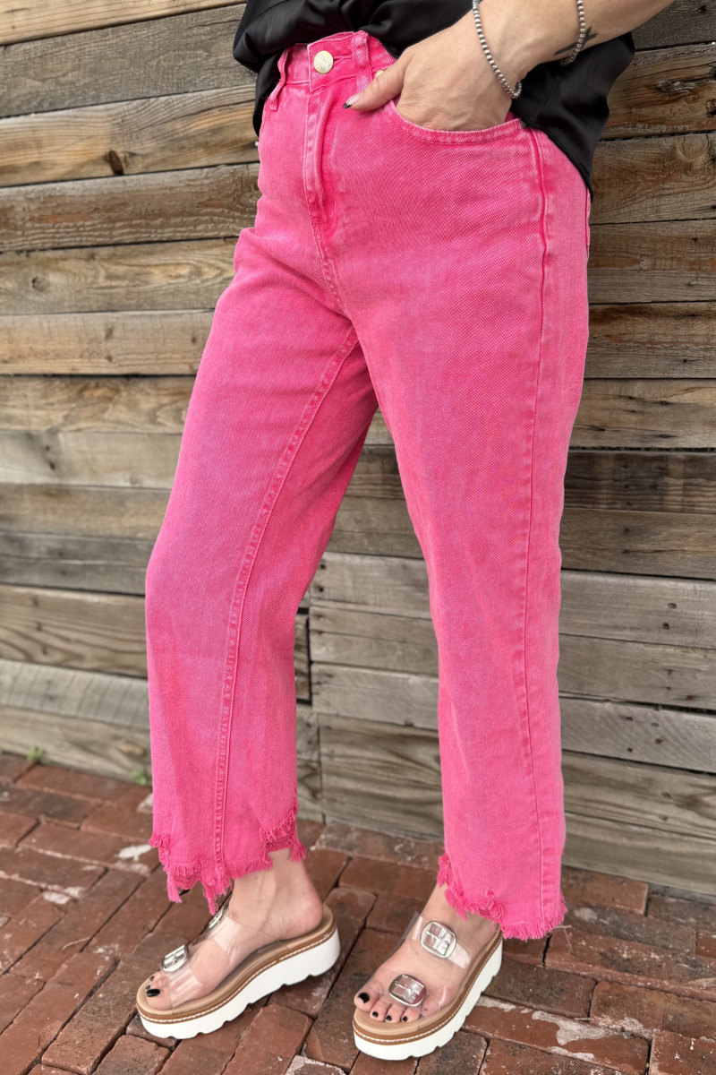 Outlaw Crop Jeans - Pink