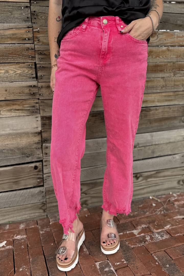 Outlaw Crop Jeans - Pink
