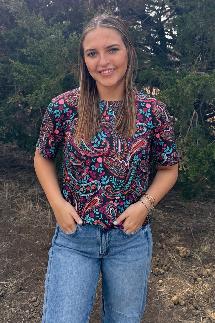 Painted Night Paisley Top