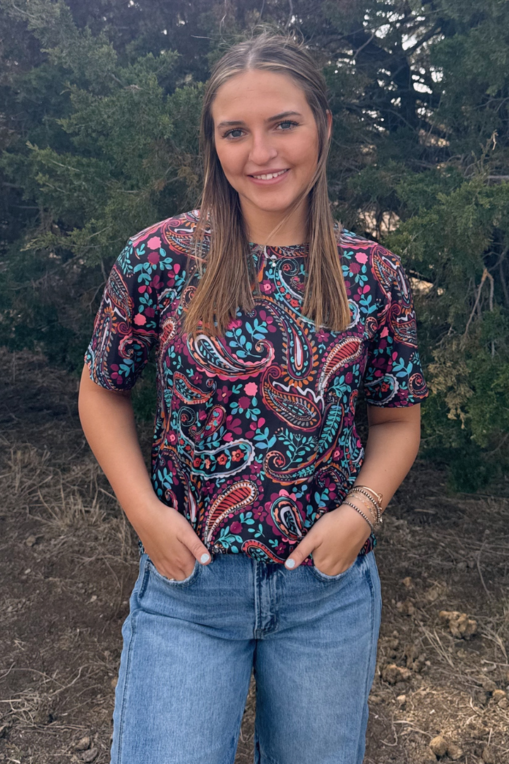Painted Night Paisley Top