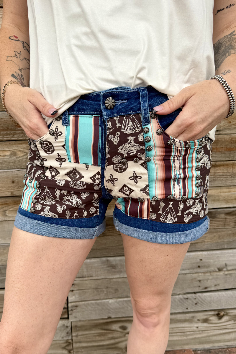 Patched Up Shorts - Western