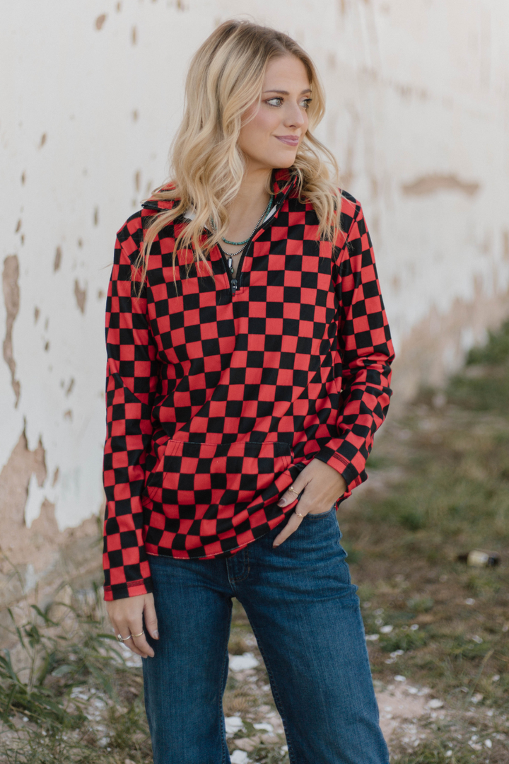 Pep Rally Pullover - Red & Black