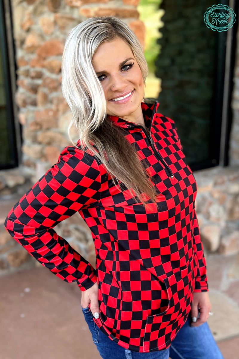 Pep Rally Pullover - Red & Black