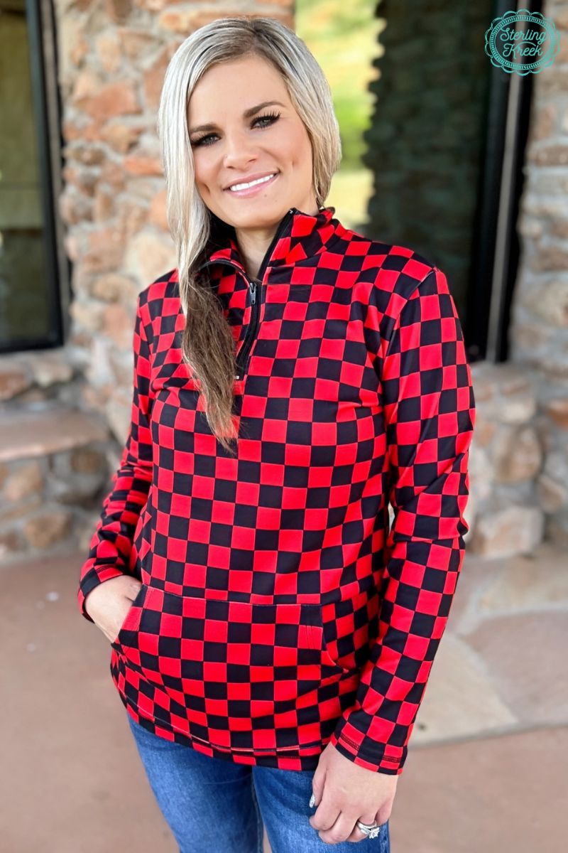 Pep Rally Pullover - Red & Black