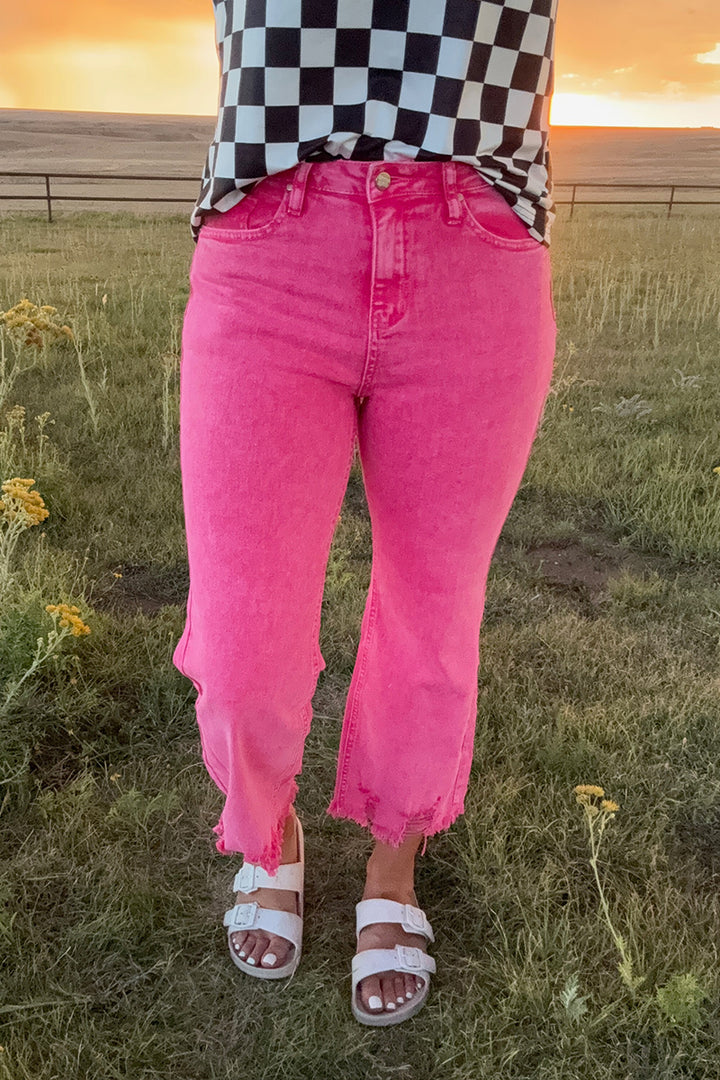 Outlaw Crop Jeans - Pink