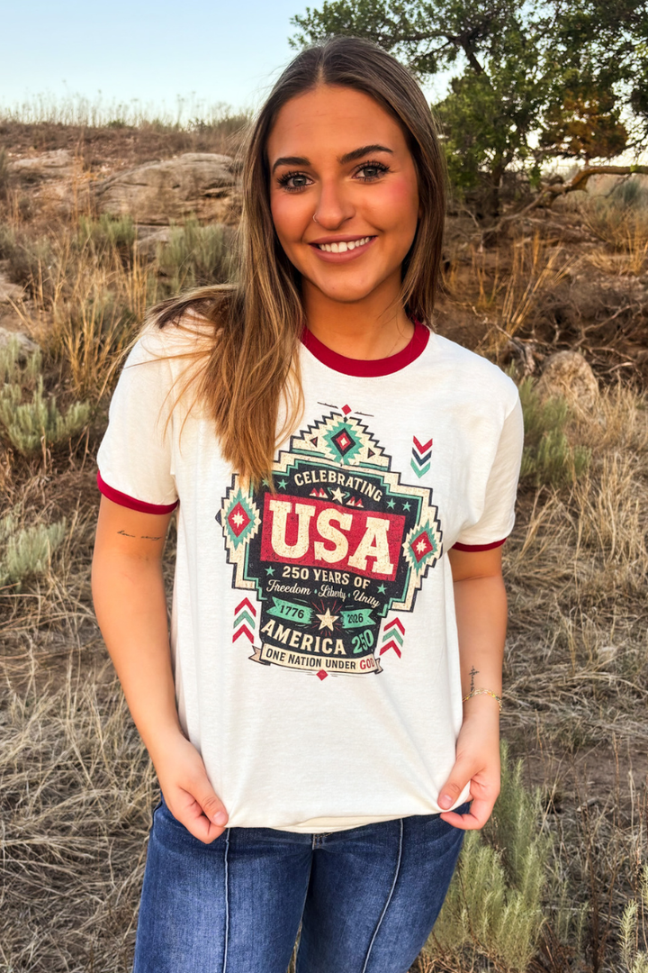 One Nation Ringer Tee