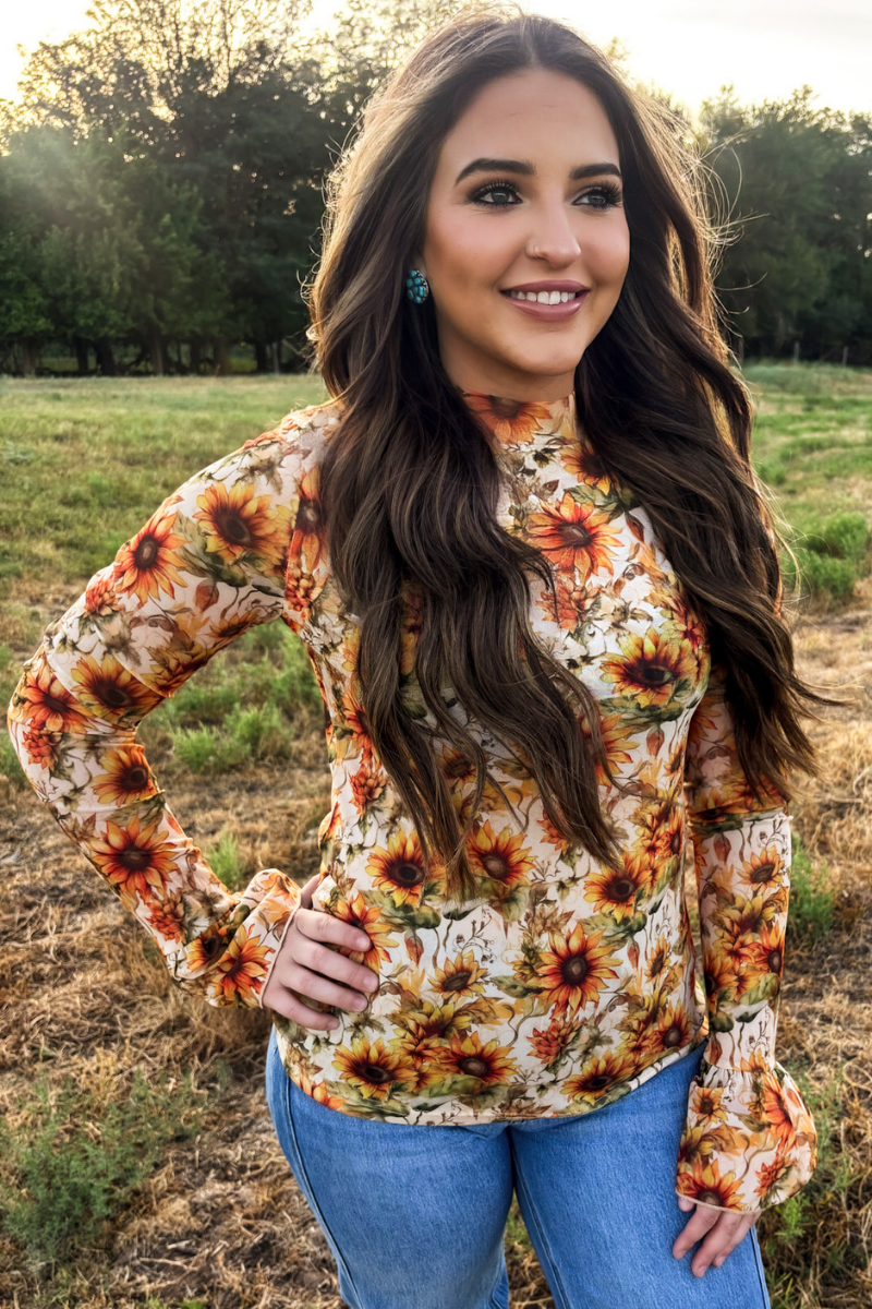 Sunflower Shine Mesh Top