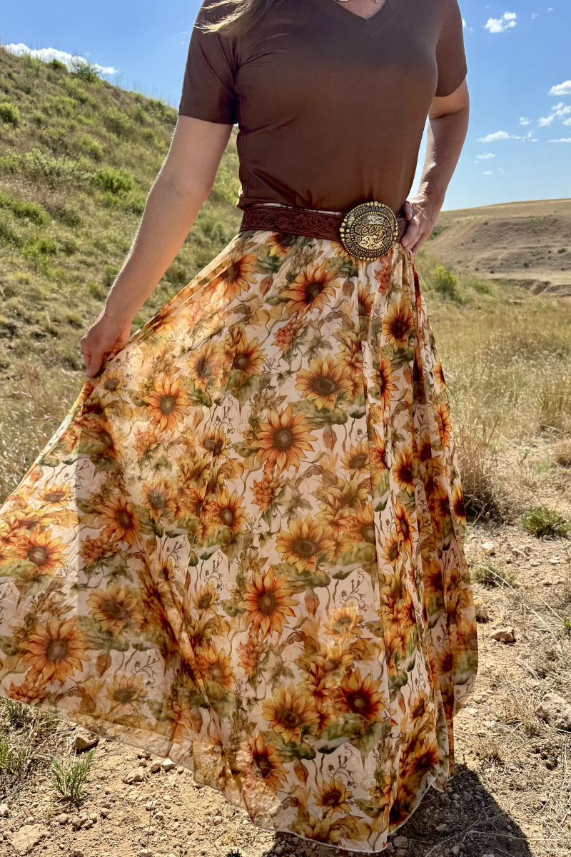 Golden Sunflower Maxi Skirt