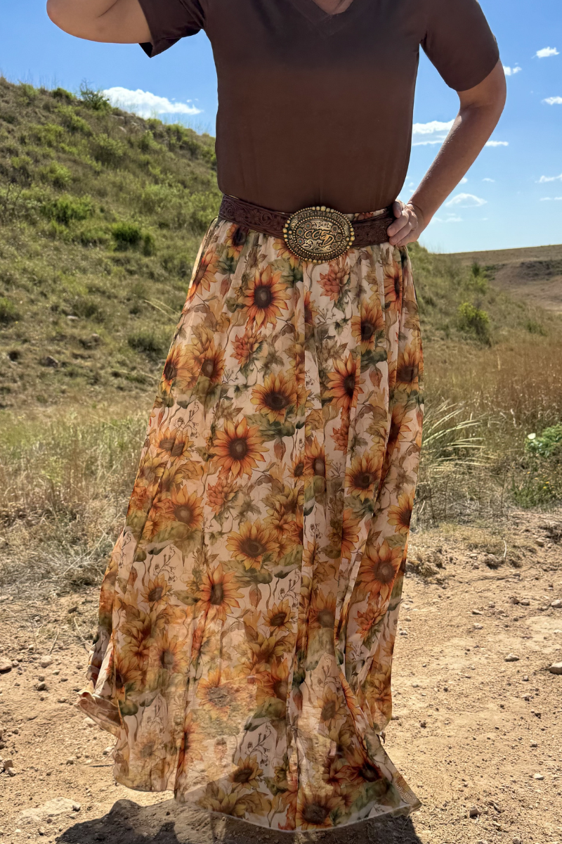 Golden Sunflower Maxi Skirt