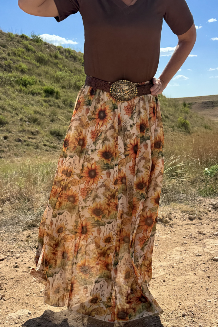 Golden Sunflower Maxi Skirt