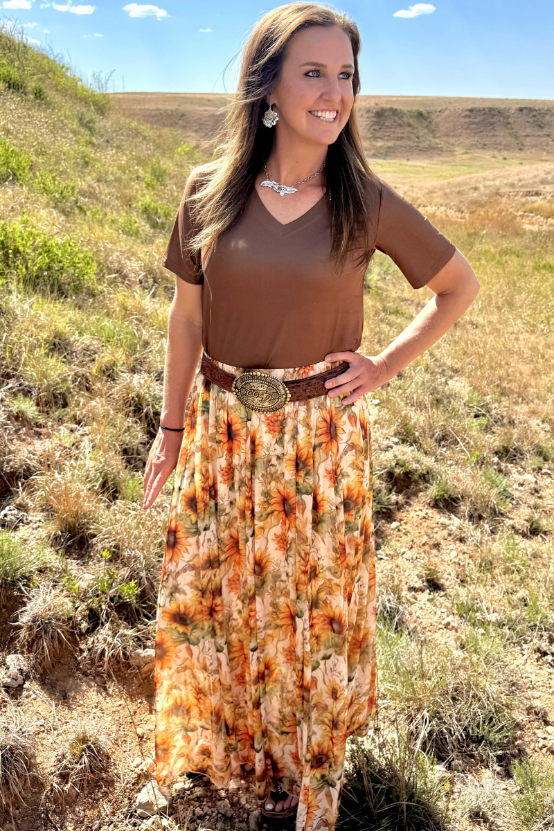 Golden Sunflower Maxi Skirt