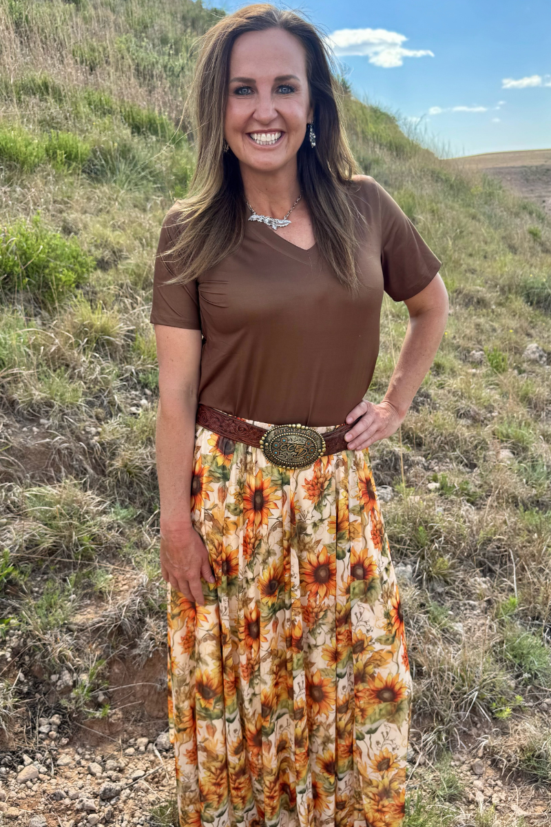 Golden Sunflower Maxi Skirt
