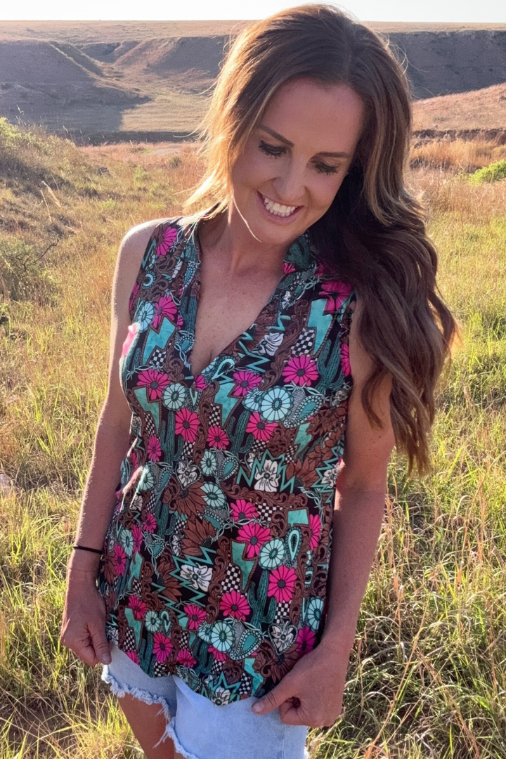 Pink Petal Tattoo Tank Top