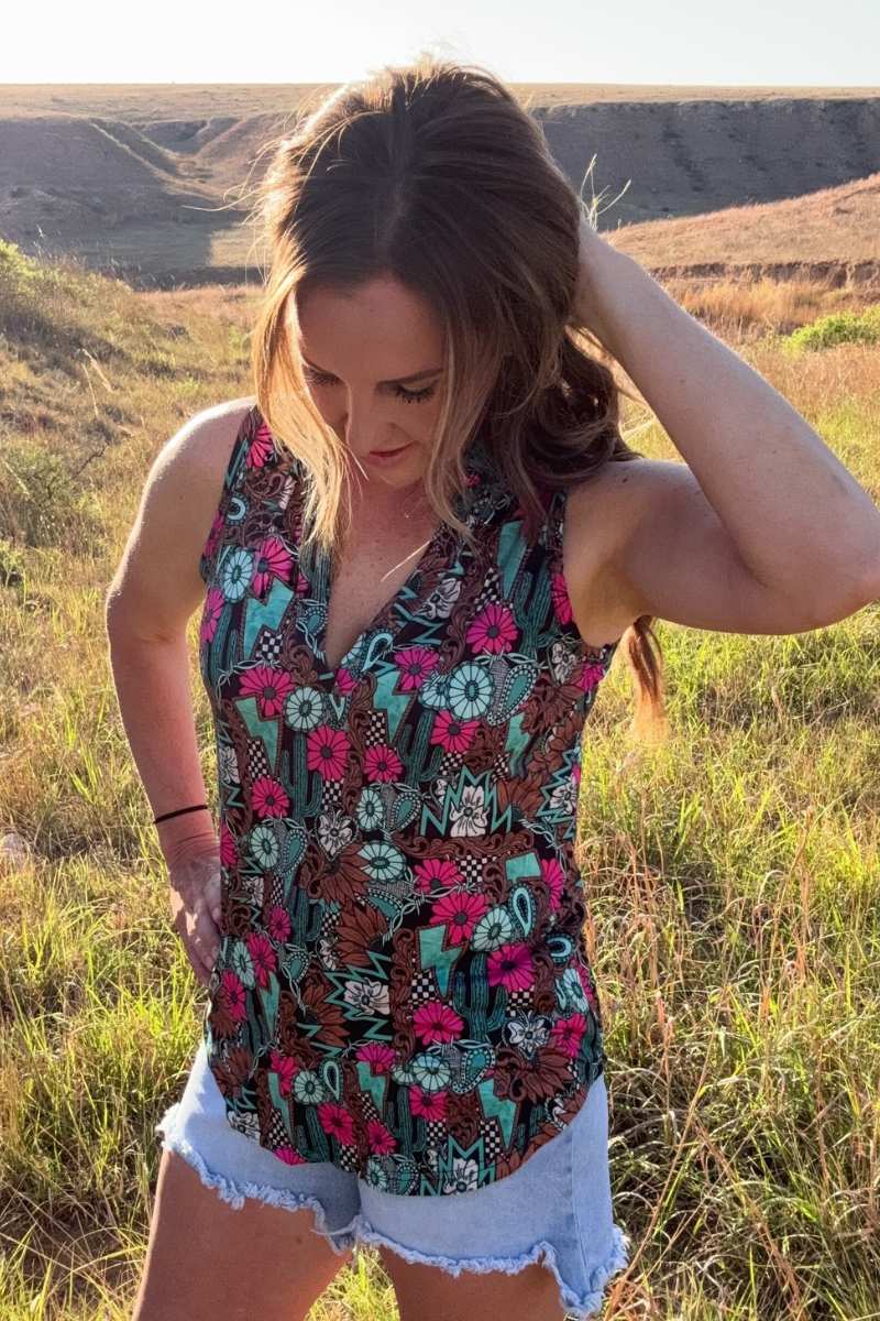 Pink Petal Tattoo Tank Top