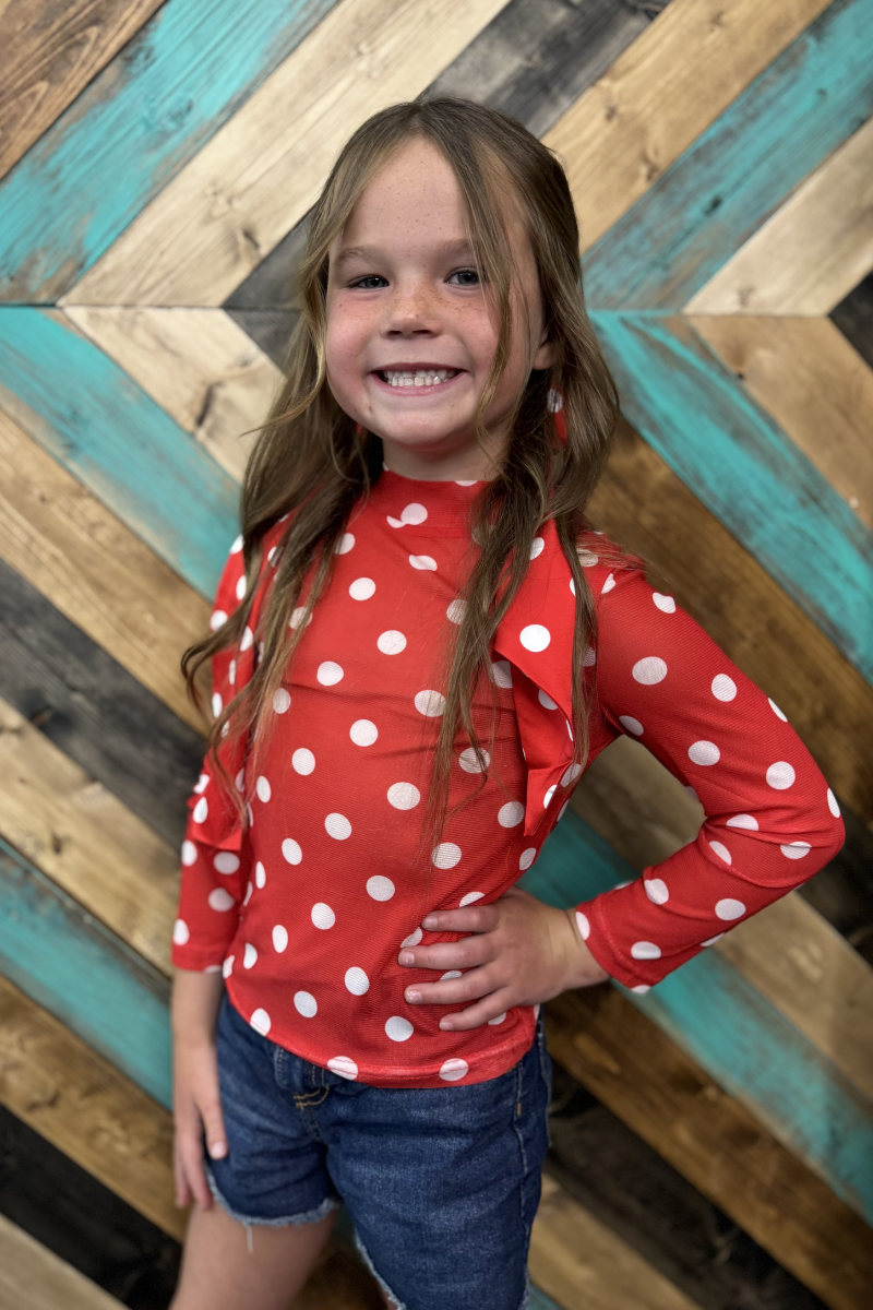 Mini Kickoff Season Red Mesh Top