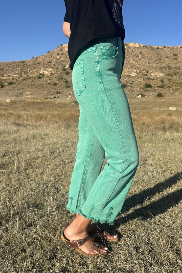 Outlaw Crop Jeans - Turquoise