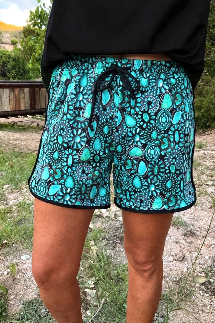Turquoise Charm Long Shorts